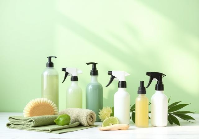 Collection of environmentally friendly cleaning products.
